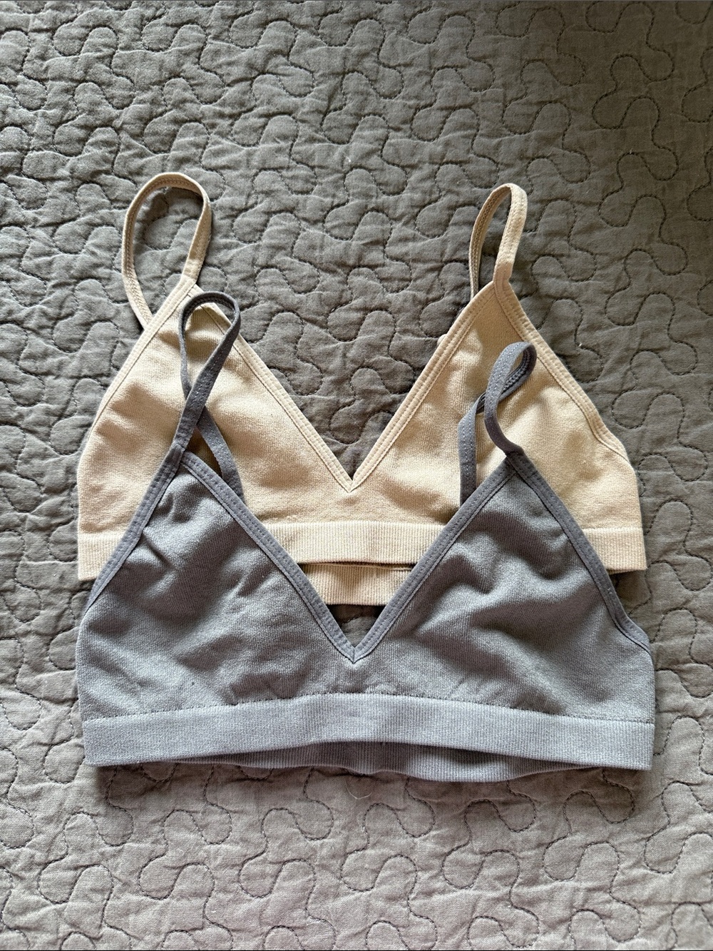 SHEIN Cotton-Blend Bralette Set in Cream & Gray NWOT